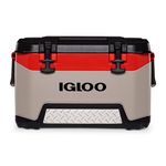 Igloo BMX 52 Quart Cooler with Cool Riser Technology, Fish Ruler, and Tie-Down Points - 16.34 Pounds - Sandstone and Red