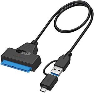 EasyULT USB 3.0 a SATA Cable del Adaptador para 2.5" SSD/HDD Drives, Convertidor Cable USB3.0/Type-C a SATA para Discos Duro, Soporte UASP SATA III - 50cm