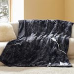 Bedsure Electric Blanket Twin - Faux Fur Sherpa Heated Blanket, Fast Heating Blanket with 6 Heating Levels & 10 Timer Settings, Giftable Heated Blanket Twin (62x84 inches, Black)