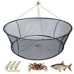 WEISGJA Portable Folded Fishing Net, Crab Net Fish Net with Fishing Rope, Hand Casting Cage Crab Net, Foldable Fishing Mesh Trap for ,Minnows,Lobster,Crawfish, Shrimp etc. (31.5inch/80cm)