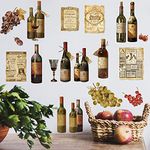 Censen 2 Sheets Wine Wall Decals Wine Stickers Artwork Peel and Stick Wine Bottle Wall Glass Decal Kitchen Grape Fruit Wall Decal Stickers for Kitchen Dining Room Bar Home Restaurant