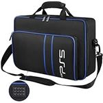 Cownmca Carrying Case for PS5, Travel Carry Case Bag for Playstation 5 Console, Portable Storage Bag Compatible for Disc & Digital Edition with Controllers, Game Cards and Other Accessories, Black