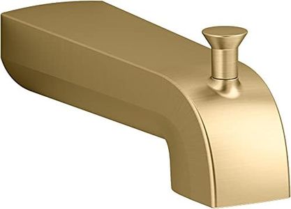 KOHLER 97089-2MB Pitch Wall-Mount Diverter Bath Spout, Bathtub Spout with Diverter, 6 inch, Vibrant Brushed Moderne Brass