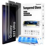 HJCE 2 Pack Galaxy S23 Ultra Privacy Screen Protector 3D Curved Edge Tempered Glass