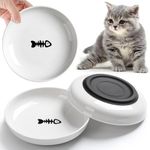 WROSWT No Spill Cat Bowls,Cat Food Bowl,Anti Whisker Fatigue Healthy Ceramic Cat Dishes Set for Indoor Cats,Shallow Wide Kitten Plates for Food and Water,Non-Slip Silicone Bottom,3 Pack