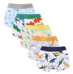 Chung Toddler Little Boys Underwear Training Soft Modal + Cotton Boxer Briefs Pack of 5/8/10 Dinosaur 2-9Y, Dino World,5-7Y