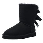 JOY IN LOVE Women's Snow Boots for Winter Mid-Calf high Back Bows, 01 Black Bows (Runs a Littel Small), 7