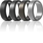 ThunderFit Silicone Wedding Rings for Men, Step Edge - 8mm Width - 2mm Thick (Black, Gun Metal, Brass, Bright Silver - Size 8.5-9 (18.9mm))