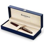 Waterman Carène Marine Amber Fountain Pen | Gloss Brown & Black with 23k Gold Clip | Medium Nib with Blue Ink Cartridge | Gift Box