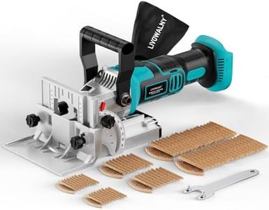 LIVOWALNY Cordless Biscuit Jointer Compatible with Makita 18V Battery, 11000RPM 0-90° Cutting|6 Variable Cutting Depth|Biscuit Joiner with Dust Extraction for Woodworking(Blue)-Tool Only