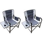 OLPRO Outdoor Leisure Products Directors Chair Set of 2 Folding Camp Chairs for Adults with Cup Holder Folding Side Table and Velcro Storage Organiser