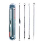 Blackhead Remover Pimple Popper Tool Kit 12/4 Pcs Acne Comedone Zit Blackhead Extractor Tool for Nose Face With 10 Times Magnifying Glass，Stainless Steel Whitehead Popping Removal Tool Set