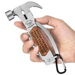 Gifts for Men Him, Anniversary Birthday Gifts for Him Boyfriend Husband, All in One Survival Tools Small Hammer Multitool with Engraved Wooden Box, Cool Gadgets Camping Hunting Present