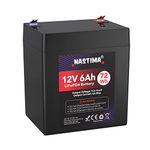 NASTIMA 12V 6Ah Rechargeable Lithium Iron Phosphate Battery,Built-in BMS, 4000+ Cycles LiFePO4 Battery Pack Perfect for Kids Scooters, Fishfinder, Lighting, Power Wheels, Lawn Mower, UPS