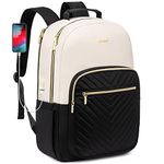 LOVEVOOK Laptop Backpack Womens, Large 17 Inch Rucksack Bag for Women,School College Travel University Back Pack, Waterproof Work Bags with USB Charging Port, Ladies Backpacks, Black Beige