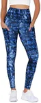 ODODOS Women's High Waisted Full Length Yoga Leggings with Pockets, 28" Inseam Tummy Control Non See Through Workout Athletic Running Yoga Pants, Indigo, XX-Large