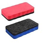 2pcs White Board Erasers with Thick Felt Pad,Whiteboard Erasure White Board Rubber Dry Eraser with Thick Felt Pad,White Board Erasers Chalkboard Cleaner Board for Classroom Home Office(red+Blue)