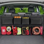 Car Trunk Organizer & Backseat Hanging Organizer with 8 Large Storage Bags - Super Capacity with 30% Extra Storage Space for SUVs,Trucks,Vans -Ultimate Car Organization for a Clutter-Free Space-Black