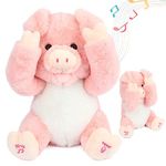 Cuteoy Peek A Boo Pig Plush Toy Interactive Electric Stuffed Animal Repeats What You Say Singing Talking Musical Plushies Gifts for Christmas Birthday 11''