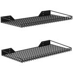 WALMANN 2 Pack Garage Wall Shelf, 23.5" x 12" Wall Mounted Storage Shelves for Garage, Closet, Laundry Room, Heavy Duty Wall Shelving, Holds Up to 65 Lbs(Black)
