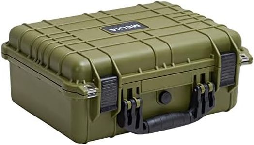 MEIJIA Portable All Weather Waterproof Camera Case with Customizable Fit Foam,Fit Use of Drones,Camera,Equipments,Pistols, 15.98x12.99x6.85inches(Green)