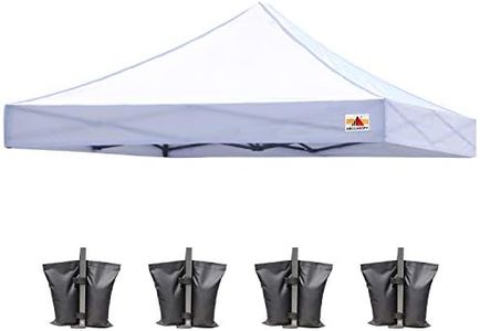 (23+ Colors) 100% Waterproof AbcCanopy 10x10 Replacement Top Cover for 10x10 Pop up Canopy Tent Bonus 4X Weight Bag (White)