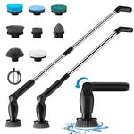 Leebein Electric Spin Scrubber, Cordless Cleaning Brush with 8 Replaceable Brush Heads, Adjustable Extension Handle, 2 Speeds & Remote Control,Power Cleaning Brush for Bathroom Floor Tile Car (Black)