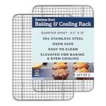 Ultra Cuisine - Stainless Steel Wire Racks - Set of 2 - Oven and Dishwasher Safe - Rust Resistant - Heavy Duty for Baking and Roasting - Quarter Sheet Cooling Rack - Cookie Rack - 21.6x30.5cm