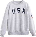 SweatyRocks Womens Casual Long Sleeve Pullover Sweatshirt Alien Patch Shirt Tops Light Grey Small