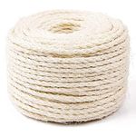 SGAVAHSG Sisal Rope for Cat Tree Cat Scratcher Repairing 33 FT, 6mm (1/4 inch) Diameter Natural Sisal Rope for Scratching Post Tower Replacement or Recovering, DIY Cat Scratcher