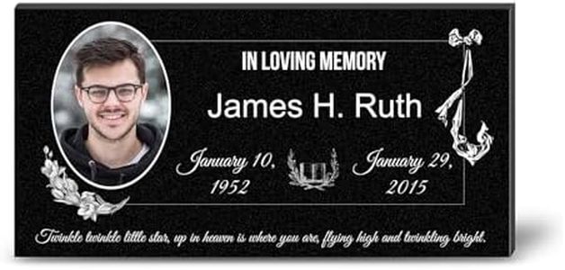 ADFSTONE Grave Markers for Cemetery for Humans- 24x12 Flat Headstones for Graves, Granite Memorial Plaques Personalized, Head Stones Monuments for People, Picture Memory Plaques for Loved Ones Lost