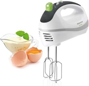Taurus Prima - Batidora amasadora de repostería. 300W. 5 velocidades + Turbo. 2 tipos varillas: amasadoras y batidoras. Varillas extraíbles. Ergonómica. Compacta. Blanco/verde