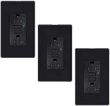 GREENCYCLE 3 Pack GFCI Outlet 20 Amp,20A/125V Ground Fault Circuit Interrupter Receptacle with LED Indicator, Weather Resistant Socket,ETL Certification, Glossy Black