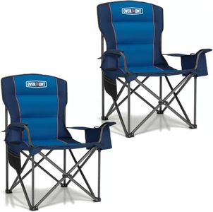 Overmont Oversized Folding Camping Chair 2Pack - 450lbs Support with Padded Cushion Cooler Pockets - Heavy Duty Collapsible Chairs for Sports Garden Beach Fishing Blue 2pk