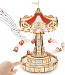 ROKR 3D Wooden Puzzle Model Kits for Children Adults to Build DIY Models Merry Go Round, Swing Ride