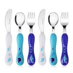 Lehoo Castle Childrens Cutlery, 6 Pcs Toddler Cutlery Set Stainless Steel, Includes 2 x Childrens Forks/Knives/Spoons, Kids Knife and Fork Sets (Ocean Animals)