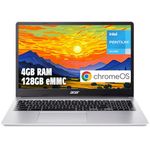 Acer Chromebook 315 15.6" HD Laptop – Intel Pentium N6000, 4GB RAM, 128GB eMMC, Wi-Fi 6, OceanGlass Touchpad, ChromeOS, Student and Home Laptop, Webcam, Bluetooth, USB-C