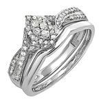 Dazzlingrock Collection 0.33 Carat (ctw) Sterling Silver Round Diamond Ladies Marquise Shape Bridal Promise Engagement Ring Set With Matching Band 1/3 CT, Size 9