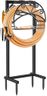 TomCare Garden Hose Holder Upgraded Water Hose Holder with Storage Basket 2 Tool Hooks Heavy Duty 4 Spikes Hose Reel Holds 150ft Hose Freestanding Hose Hanger Hose Storage Organizer for Outside Yard
