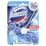 Domestos Power 5 Ocean Toilet Rim Block toilet freshener with a long-lasting fragrance cleans and freshens for up to 300 flushes 50 g