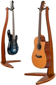 MUSO Guitar Bass Hanger Stand, Solid Wood Bow Holder Mermaid Shaped for Display and Storage, 42 inches Height Anti-scratched and Anti-bump, Deorate Studios, Living room and Stage (Sapele, 1)