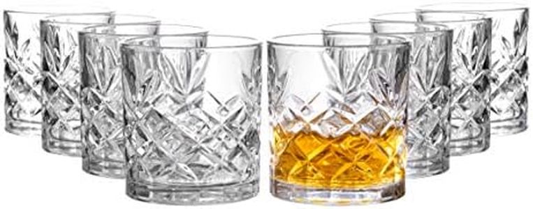 Clovelly Lowball Whiskey Glasses, 8 Pc. Set, 10.6 Ounce Short Drinking Glassware for Liquor, Bourbon, Rye, or Beer, Elegant Drinkware for Men or Women, Dishwasher Safe