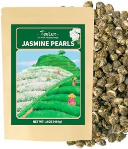 TeeLux Jasmine Pearls Green Tea, Handrolled Green Tea Loose Leaf with Delightful Aroma, Natural Jasmine Pearl Tea, 16oz