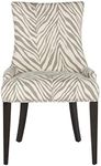 Safavieh Mercer Collection Eva Soft Linen Dining Chair with Trim Nail Head, Grey and White