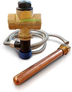 Valve de décharge thermique à double sécurité 3/4" F pour chaudières à combustible solide, avec raccord capillaire orientable - étalonnage 97 °C