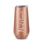 Ugiftcorner Maid of Honor Bridesmaid Cup Bridesmaid Gifts for Wedding Bridesmaid Champagne Flute Bachelorette Gifts for Bridesmaid Proposal Gifts Stainless Steel Tumbler with Lid Rose Gold 6 OZ