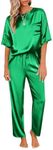 Ekouaer Womens Silk Satin Pajamas Set Two Piece Pj Sets Sleepwear Loungewear Short Sleeve Pj Sets