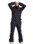 Women and Men's Ski Suits One Piece Jumpsuit Winter Outdoor Waterproof Warm Snowsuits, 72bk, XL