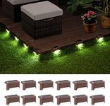 GIGALUMI 12 Pcs Solar Deck Lights, Bronze Finished Waterproof Led Solar Lamp for Outdoor Pathway, Yard, Patio, Stairs, Step and Fences. (Cool White)