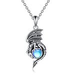 CRMAD Dragon Urn Necklace Sterling Silver Cremation Moonstone Jewelry for Ashes Womenr Men (urn)